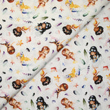 Coton imprimé sirène multicolore fond blanc