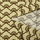 Popeline de coton imprimée graphique marron fond beige