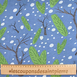 Viscose imprimée légère bois mystique fond bleu