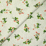 Coton imprimé bouquets en fraise vert et blanc