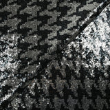 Tulle sequin pied de coq noir et argent