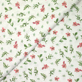 Coton imprimé envole céleste rose et vert fond blanc