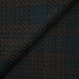 Tweed de polyester marron foncé et bleu canard