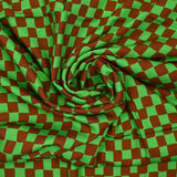 Lienzo viscoso estampado de azulejos marrones y verdes