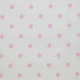 Piqué de coton imprimé pois rose fond blanc