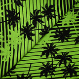 Viscose imprimée palmiers et rayures vert et noir