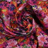 Coton imprimé bouquet flamboyant rose fond noir