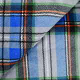 Polaire doudou imprimée tartan bleu et gris