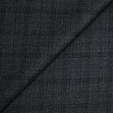 Tissu tailleur 100% laine prince-de-galles noir, bleu fond gris foncé