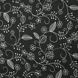 Twill de polyester brodé Solène fond noir