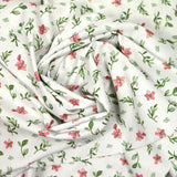 Coton imprimé envole céleste rose et vert fond blanc