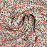 Coton imprimé champêtre orange fond blanc