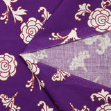 Popeline de coton imprimée ornemental marron fond violet