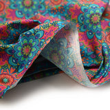 Coral, blue and pink mandala printed cotton