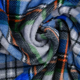 Polaire doudou imprimée tartan bleu et gris