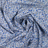 Algodón impreso florece con azul, blanco y verde