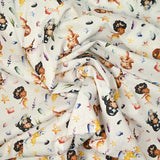 Coton imprimé sirène multicolore fond blanc