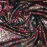 Tulle sequin jeune pousse fuchsia et beige fond noir