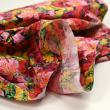 Coton imprimé bouquet flamboyant jaune et rouge fond noir