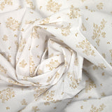 Coton imprimé petite brousse marron clair fond blanc