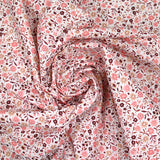Cotton print pink floral white background