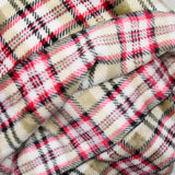 Polaire doudou imprimée tartan rouge et beige fond blanc