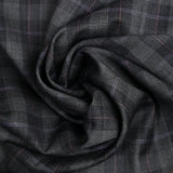 Tissu tailleur 100% laine carreaux fenêtre violet et rouge fond gris