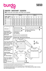 Patron Burda n°5650 : Sweat