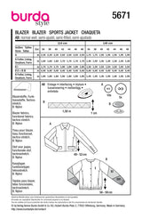 Patron Burda n°5671 : Veste
