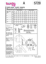 Patron Burda n°5729 : Blazer
