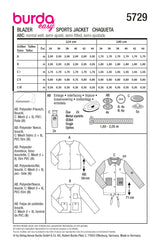 Patron Burda n°5729 : Blazer