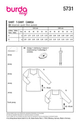 Patron Burda n°5731 : T-shirt