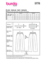 Patron Burda n°5778 : Pantalon