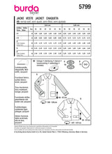 Patron Burda n°5799 : Veste