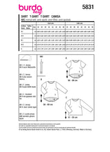 Patron Burda n°5831 : T-shirt