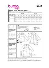 Patron Burda n°5872 : Manteau