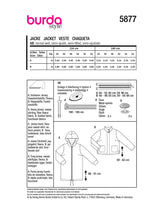 Patron Burda n°5877 : Veste