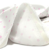Piqué de coton imprimé pois rose fond blanc