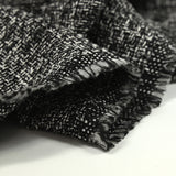 Tweed polyester noir et blanc effet chiné