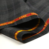 Tissu tailleur 100% laine carreaux fenêtre violet et rouge fond gris