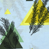 Viscose imprimée légère tiges graphiques fond bleu ciel