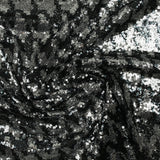 Tulle sequin pied de coq noir et argent