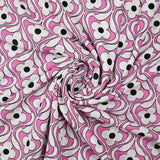 Viscose imprimée floral noir fond rose