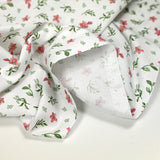 Coton imprimé envole céleste rose et vert fond blanc