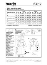 Patron Burda n°6462: Manteau classique femme