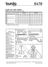 Patron Burda n°6478: Veste à capuche