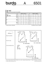 Patron Burda n°6501: Top simple