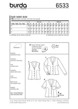 Patron Burda n°6533:  blouse à col châle