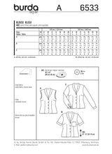 Patron Burda n°6533:  blouse à col châle