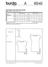 Patron Burda n°6540 : Top & Robe facile Petites tailles